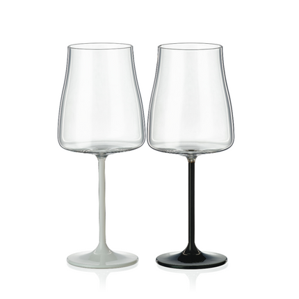 Verres à vin en cristal de Bohême noir et blanc 400 ml (lot de 2)