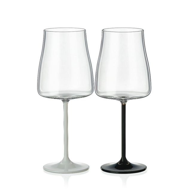 Bohemia Crystal Wine Glasses Black&White 400 ml (set of 2)