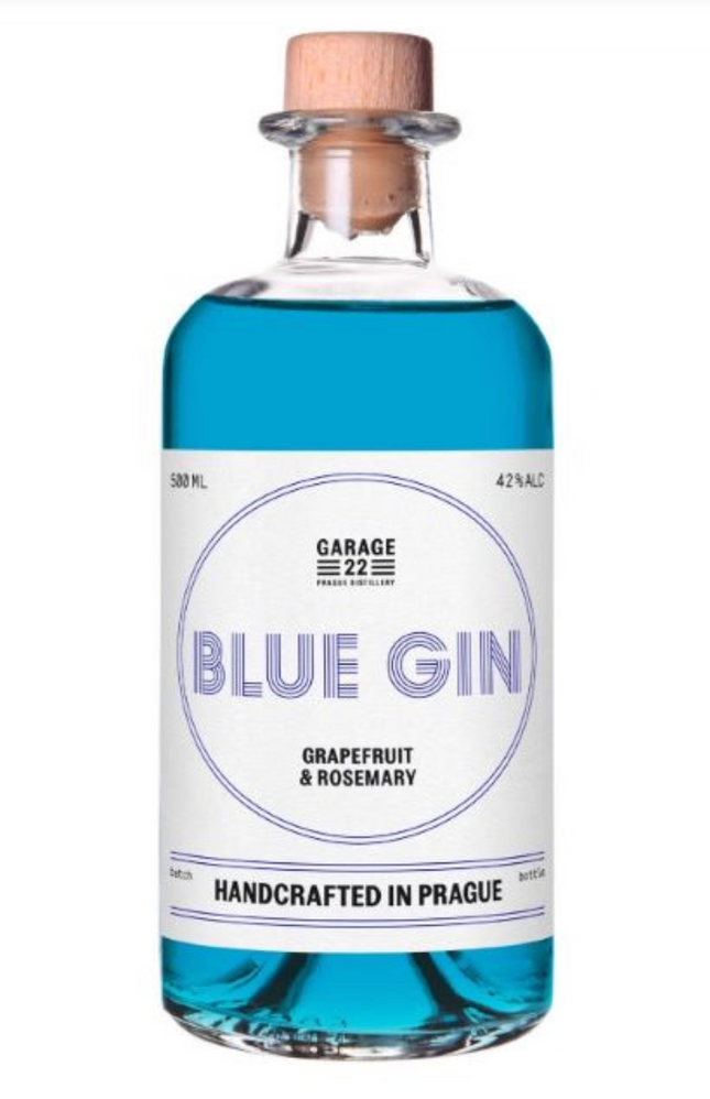 Gin – Garage22 – “Blue Gin” avec pamplemousse et romarin – 500 ml, 42 % d'alcool