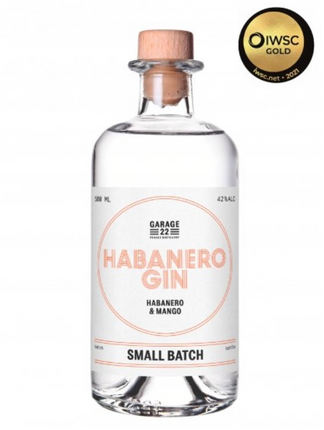 Gin – Garage22 - "Habanero Gin" avec des piments habanero et de la mangue – 500 ml, 42 % d'alcool
