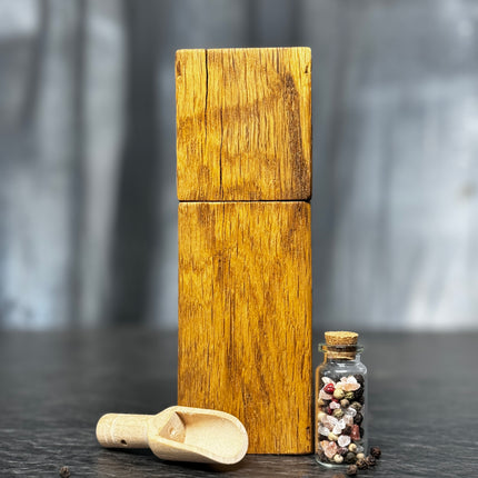 Rustic oak pepper and salt mill – with CrushGrind® grinder