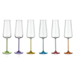 Bohemia Crystal Calice da Champagne Rainbow Fresh 210 ml (Set da 6 Pezzi)