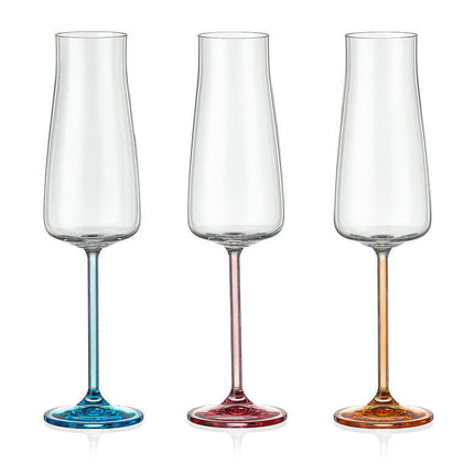 Bohemia Crystal Flutes / Champagnergläser Rainbow Fresh 210 ml (6er Set)
