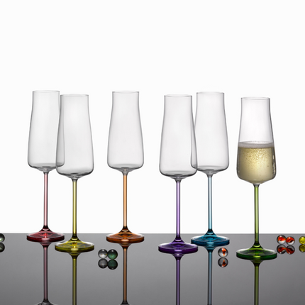 Bohemia Crystal Flutes / Champagnergläser Rainbow Fresh 210 ml (6er Set)
