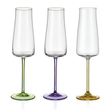 Bohemia Crystal Flutes / Champagnergläser Rainbow Fresh 210 ml (6er Set)