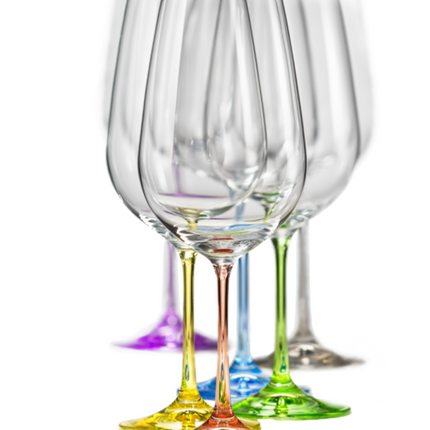 Verres à vin 'Rainbow' 350 ml - Cristal de Bohême - (Ensemble de 6)