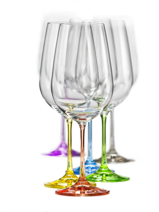 Verres à vin 'Rainbow' 350 ml - Cristal de Bohême - (Ensemble de 6)
